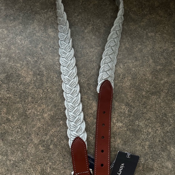 Vineyard Vines Other - New Men’s Vineyard Vines 36 Braided  Cotton and Leather Belt - Light Blue Brown